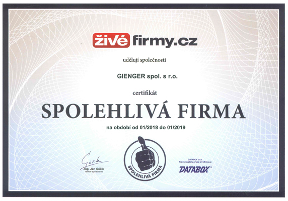 spolehlivá firma gienger 2018